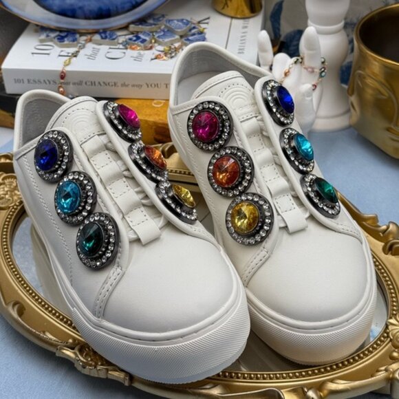 🆕 KURT GEIGER LONDON 🧿 NWOB Laney Octavia Sneaker, White Leather, Sz 36 US 6 - Picture 8 of 16